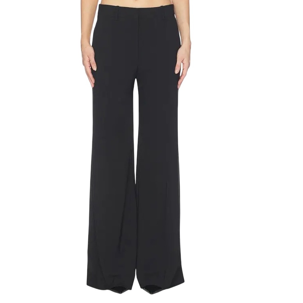 Theory Women Pants Size 8 Black Fluid Flare Wide Leg Admiral Crepe New